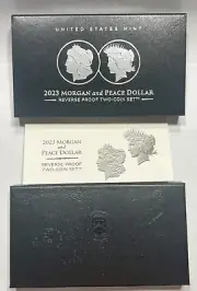 Empty Box For 2023 S Morgan & Peace Reverse Proof 2 Coin Set & COA-NO COINS
