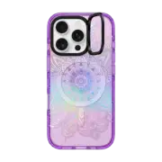 iPhone 16 Pro Impact Ring Stand Case MagSafe Compatible Rainbow Holographic Mandala Lace Explosion