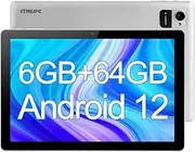 10 inch Tablet Android 12 Tablets, 6GB RAM 64GB ROM 128GB Expandable, 4-Core Processor, 1280 * 800 HD IPS Touch Screen, 2+5MP Dual Camera, WiFi, Bluetooth 5.2, 6000mAh Battery (Sliver Gray)