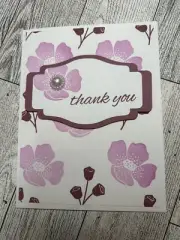 Card Set Of 4 Stampin Up Thank You Moody Mauve Flowers Handmade Cards
