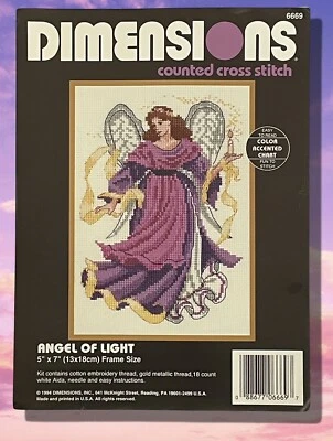 VTG Dimensions 1999 “Angel of Light” Counted Cross Stitch Complete Kit - 5” x 7”