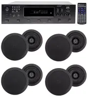 6000w (6) Zone, Home Theater Bluetooth Receiver+(8) 5.25" Black Ceiling Speakers