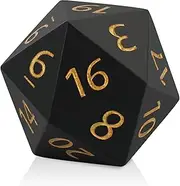 CSITORWWE 55mm D20 Dice 20 Sided Resin with Velvet Pouch,Multiple Colors for Dungeons & Dragons, RPGs, MTG & Tabletop Games (Black)