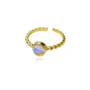Culturesse Callisto Sterling Silver Natural Moonstone Open Ring 18K Gold Plating