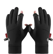 [Generic] Winter Gloves for Men - Touchscreen Cycling Gloves | Windproof Thermal Gloves with 2 Cut Fingers | Ice Fishing Gloves | Unisex Winter Gloves for Motorcycling, Commuting and O