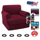 Custom Fit Stretch Jacquard T Cushion Chair Covers - Machine Washable Comfort