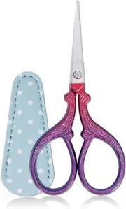 3.6 Inch Sewing Crafting Scissors Stainless Steel Embroidery Scissors with Leath