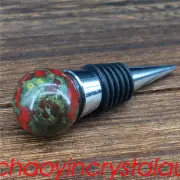 1pc Natural Dragon Blood Stone Bottle Stopper Quartz Crystal Sphere Gem Healing
