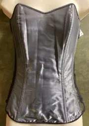 TESA CLASSICS by ESCANTE Grey Metallic CORSET Side Zipper & Lace Up Back BONED