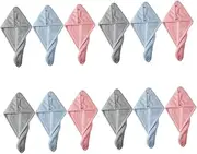 Baluue 4sets Hair Turban for Wet Hair Women Girls Drying Wrap Quick Dry Dry Towel 3pcs*4