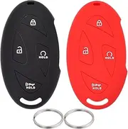Lcyam Silicone Key Case Key Fob Cover for Hyundai 2024 Kona N-Line Elantra SEL 5/7 Button 2023 IONIQ (Black Red)