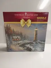 Thomas Kinkade Studios Christmas Lighthouse 1000 Piece Puzzle And Poster