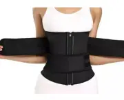Plain Neoprene Thin Double Belt Waist Trainer Cincher, Black