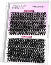 VEYESBEAUTY Lash Clusters 280Pcs 50D 60D Volume Individual Lashes Thin & Invisible Band Wispy Lashes One More+ DIY Eyelash Extensions 8-16mm Mix Tray for Self Application