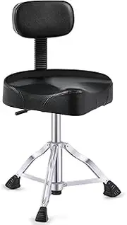 Sintuff Drum Throne with Backrest Padded Hydraulic Drum Chair Height Adjustable Stool with Stable Bass Comfortable Memory Foam Seat for Adult Drummers Guitar Players(Black,Classic)