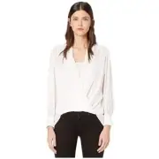 All Saints Adrianna Top White Chiffon Faux Wrap Sheer Blouse SZ XS NWT $180