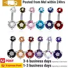 Belly Ring Navel Bar Zirconia Stone Surgical Steel Body Piercing Jewellery