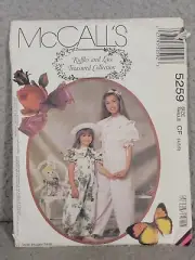 McCalls Sewing Pattern 1991 Girls Jumpsuit & Doll Clothes 5259 Size 4-5-6 Uncut