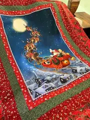 Quilt top: Handmade Christmas Quilt Top- The Night Before Christmas 50"x62"