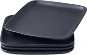 [Bruntmor] 10 inch Square Black Plates Set of 4 | Cute Squared Dishes of Ceramic | Salad Plate For Kitchen, Best Gift of Ceramic Dinner Plates | Stone Corningware Plates