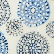 Rebecca Atwood Dotted Circle Linen Print Fabric- Sundial / Blue Gray 1.95 yds