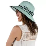 Aerusi Women Lady Panama Floppy Straw Wide Brim Sun Summer Beach Hat Bowknot Cap