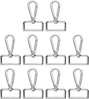 uxcell 10pcs Metal D Ring Lobster Claw Clasps 1.26" (32mm) Zinc Alloy 360 Degree Swivel Trigger Push Gate Snap Hooks for Keychains Jewelry Strap DIY Crafts, Silver
