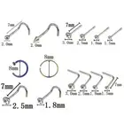 22PCS/Set Stainless Steel Hinged Segment Nose Hoop Ring Bone Studs Body D-io