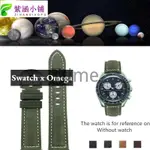 【好物熱賣】適用於 OMEGA SWATCH JOINT MOON 20MM 錶帶細啞光軟瘋馬皮革錶帶腕帶復古手鍊女士男