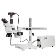 AmScope 3.5-180X Trinocular Stereo Zoom Microscope+10MP Camera+Fiber Optic Light
