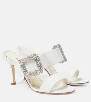 [Manolo Blahnik] Manolo Blahnik Gable Jewel crêpe de chine mules AU 6 white