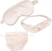 TOVINANNA 1Set Artificial Silk Eye Mask Present Set Elegant Blindfold Hairband Travel Bag for Comfortable Sleep for Sharing Travel