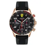 Scuderia Ferrari Pilota Evo Black Leather & Silicone Men's Chrono Watch - 830719
