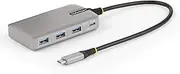 StarTech.com 4-Port USB-C Hub with DP Alt Mode Video Output 4K 60Hz - USB-C to 3X USB-A & USB-C, 100W Power Delivery, USB 3.2 10Gbps, 30 cm Cable, USBC Distributor/Splitter USB-C to USB (HB31C3A1CDPPD3)