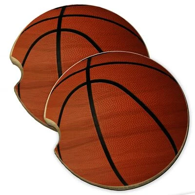 Basketball Wood Car Coaster Gift Set fit Car & Truck Cup Holder