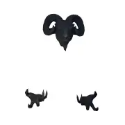 NNETM 3-Piece Sheep Head Wall Decor Set - Black Resin Art Deco