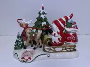 Blue Sky Clayworks Heather Goldminc Ceramic Santa Gnome Tea Light NWT RARE!