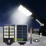 LED Solar Flood Light Motion Sensor Security Wall Yard Street Outdoor Lamp+Pole