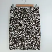 J Crew Skirt Women's Leopard Print Pencil Snowcat Lined Linen Blend Size 0 NWT