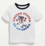 Old Navy Toddler Size 3T ~ United States ~ White Short Sleeve T-Shirt Tee .. USA