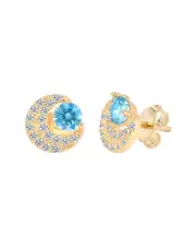 Gabi Rielle Rise Above the Crowd Collection 14K Over Silver CZ Crescent Halo Earrings