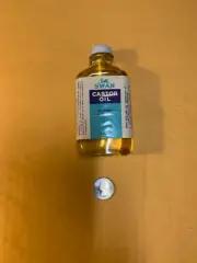 Old Glass Bottle of Castor Oil. 4 Oz.