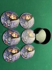 set of six fairy coasters with holder