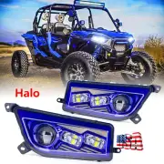 For Polaris RZR 900 S/XP 1000/Turbo/General 1000 Pair Halo Blue Led Headlights