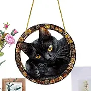 Indoor Black Cat Sun Charm Pendant, Rainbow Maker for with Animal and Eye Design, Exquisite Cat Sunlight Ornament for Home Decor, Round Decorative Piece for Brightening Living Spaces