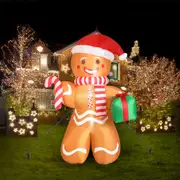 Santaco Christmas Inflatable Outdoor Gingerbread Man 2.5M Xmas Decor LED Lights