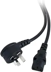 IEC C13 Power Lead Cable for TV- 3M Right Angle Power END - Black - Approved