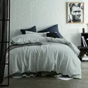 Accessorize Yarn Dye 100% Linen Quilt Cover Set Stripe Light Grey Single
