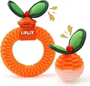 LIFLIX 2 Pack Durable Dog Teeth Cleaning Toys, Bite and Brush Dog Toys for Puppy Teething, TPU Dental Chew Toys for Small and Medium Breeds