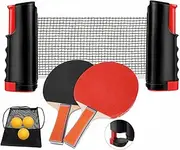 Table Tennis Kit with Net Ping Pong Set Included Table Tennis Net Rack + 2 Bats + 3 Balls